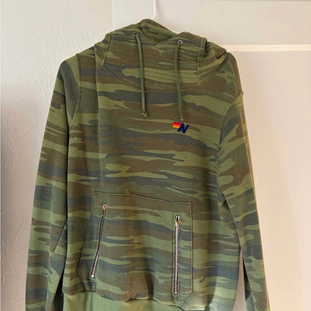 Aviator Nation Camouflage Hoodie with Orange Accent